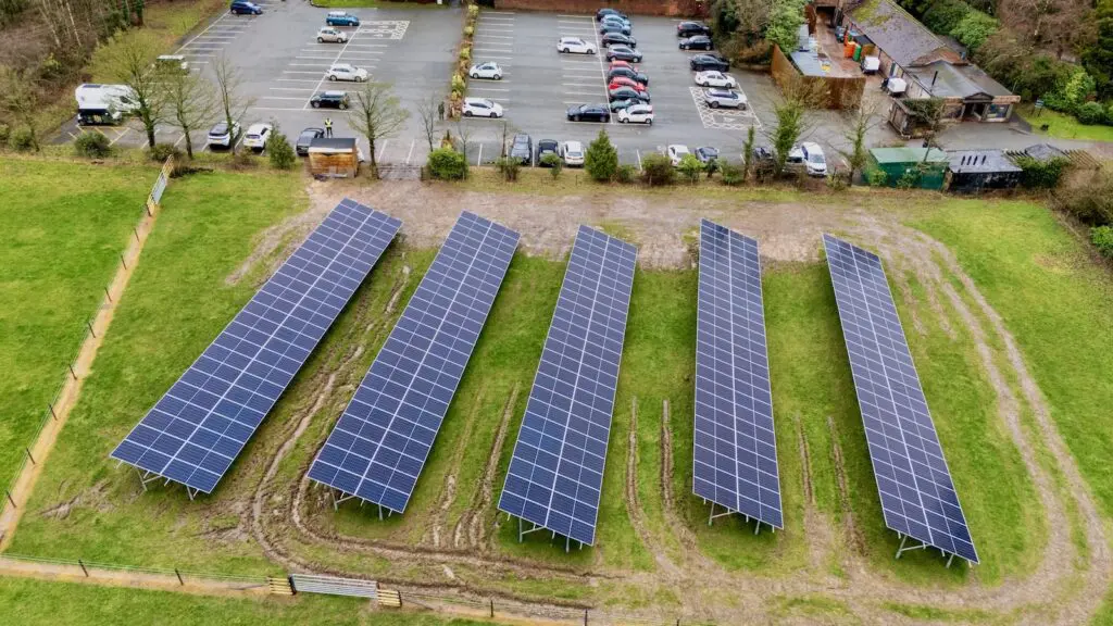 a ground mount solar installation at the tawny hotel in Staffordshire