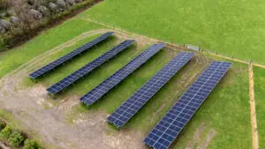 a ground mount solar installation within hotel grounds