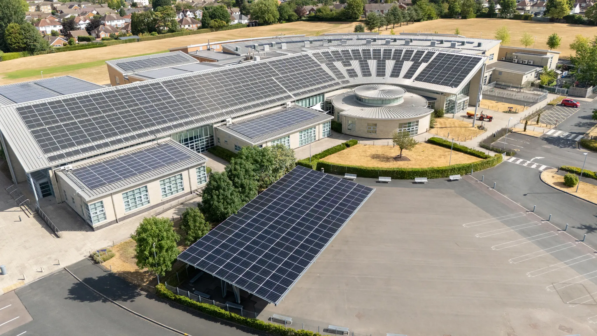 solar canopy and rooftop solar system at a school
